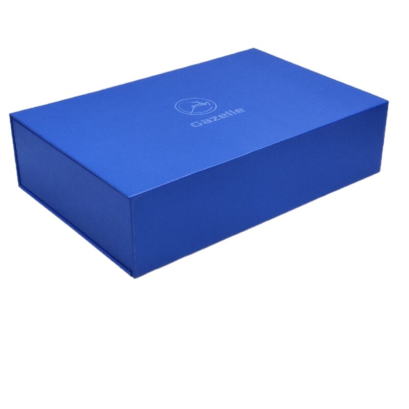  Custom Luxury Blue Printed Hot Stamping Logo Magnet Boxes with Paper Inserts for Gift Packaging