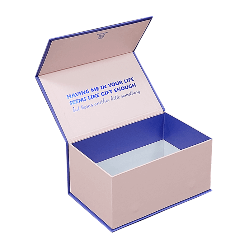  Custom Luxury Blue Printed Hot Stamping Logo Magnet Boxes with Paper Inserts for Gift Packaging