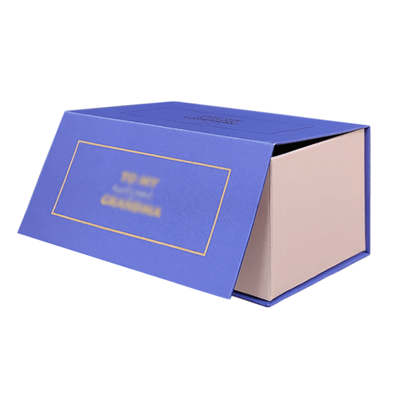  Custom Luxury Blue Printed Hot Stamping Logo Magnet Boxes with Paper Inserts for Gift Packaging