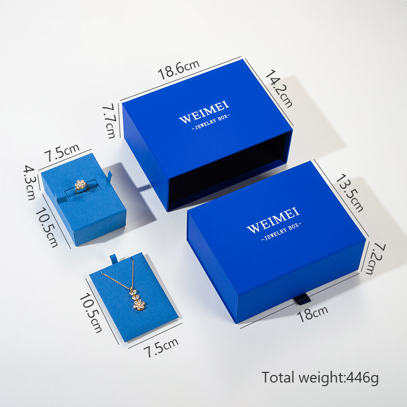  Custom High-End Jewelry Packaging Boxes - WEIMEI FSC Blue Luxury Set