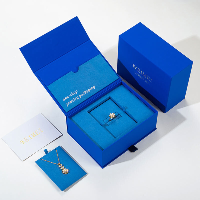  Custom High-End Jewelry Packaging Boxes - WEIMEI FSC Blue Luxury Set