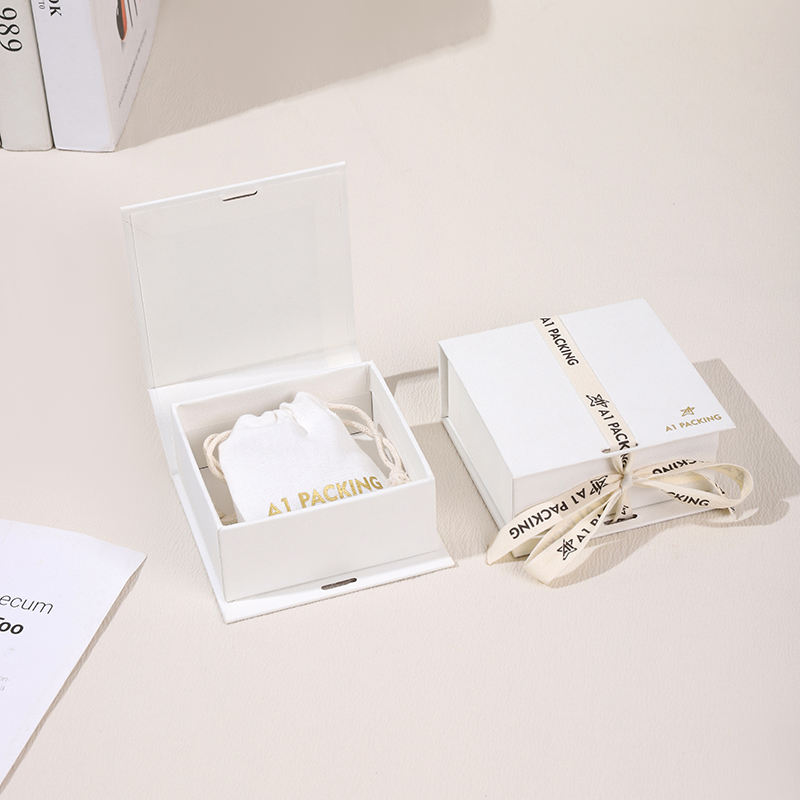  Customized White Book Style Jewelry Packaging Boxes with Flip Top & Ribbon for Gift Giving