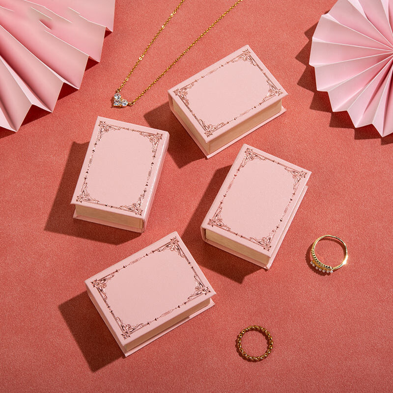  Custom Logo Printed Eco-Friendly Book Style Jewelry Boxes - Recyclable Packaging