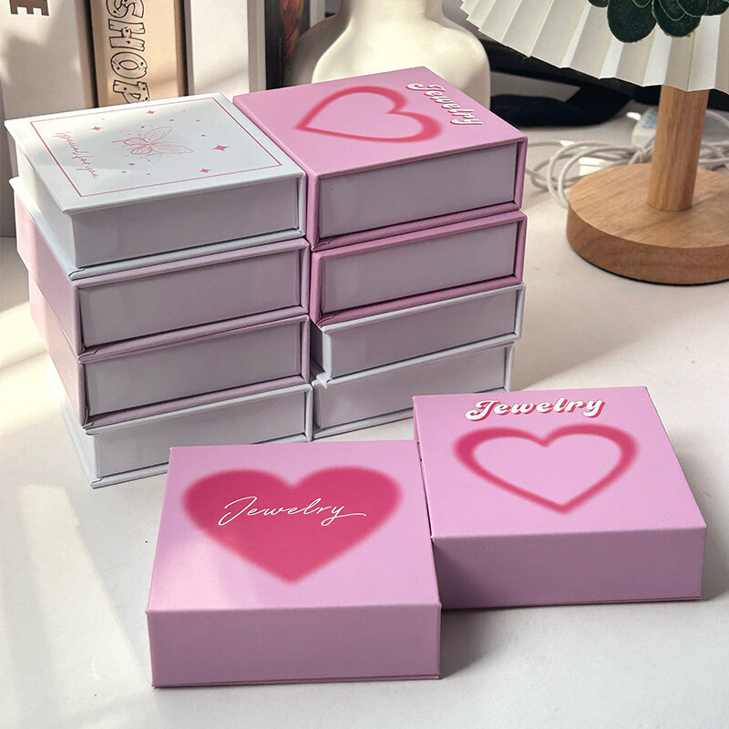  Pink Luxury Magnetic Flip Jewelry Boxes - Customizable Packaging for Necklaces, Bracelets & Earrings
