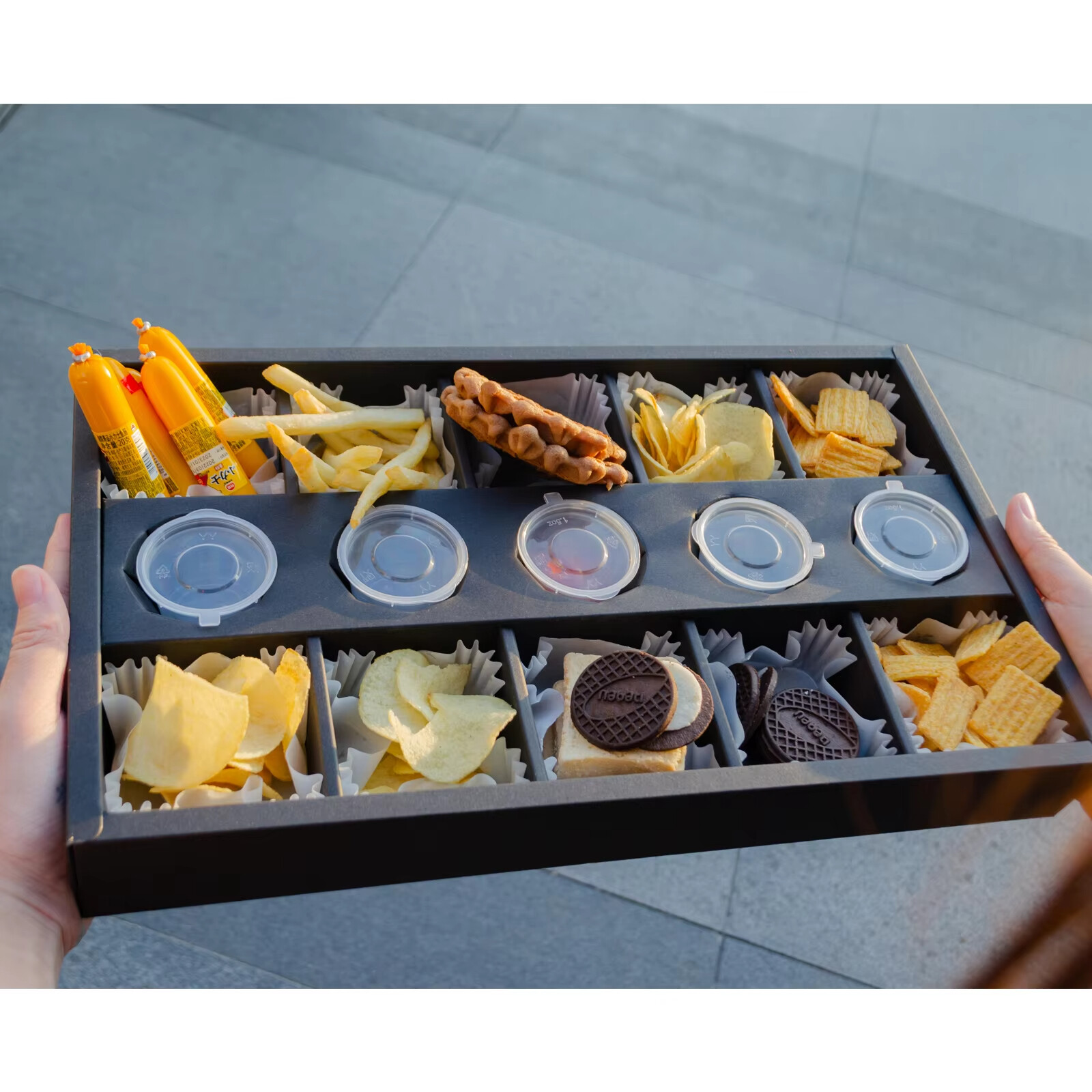 Wholesale Black Party Chocolate Grazing Box with Clapboard - Custom Catering Packaging