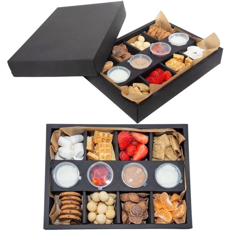  Customized Wholesale Black Party Chocolate Grazing Box with Elegant Catering Packaging