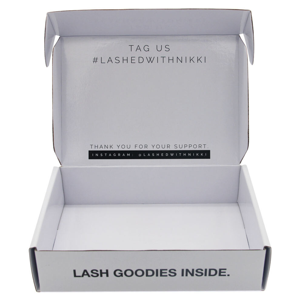  Custom Logo Printed False Eyelashes Box Packaging - White Corrugated Mailer Box
