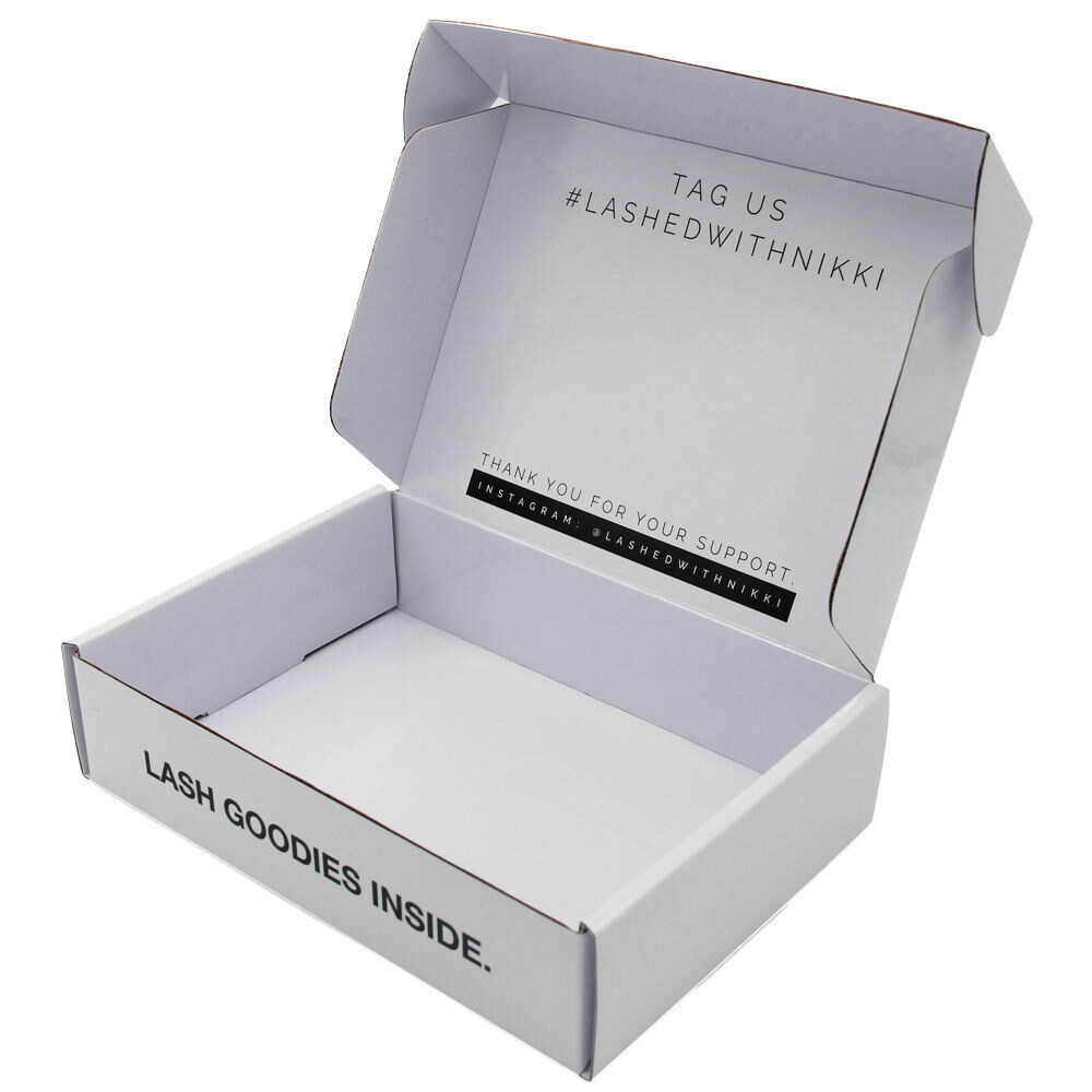  Custom Logo Printed False Eyelashes Box Packaging - White Corrugated Mailer Box