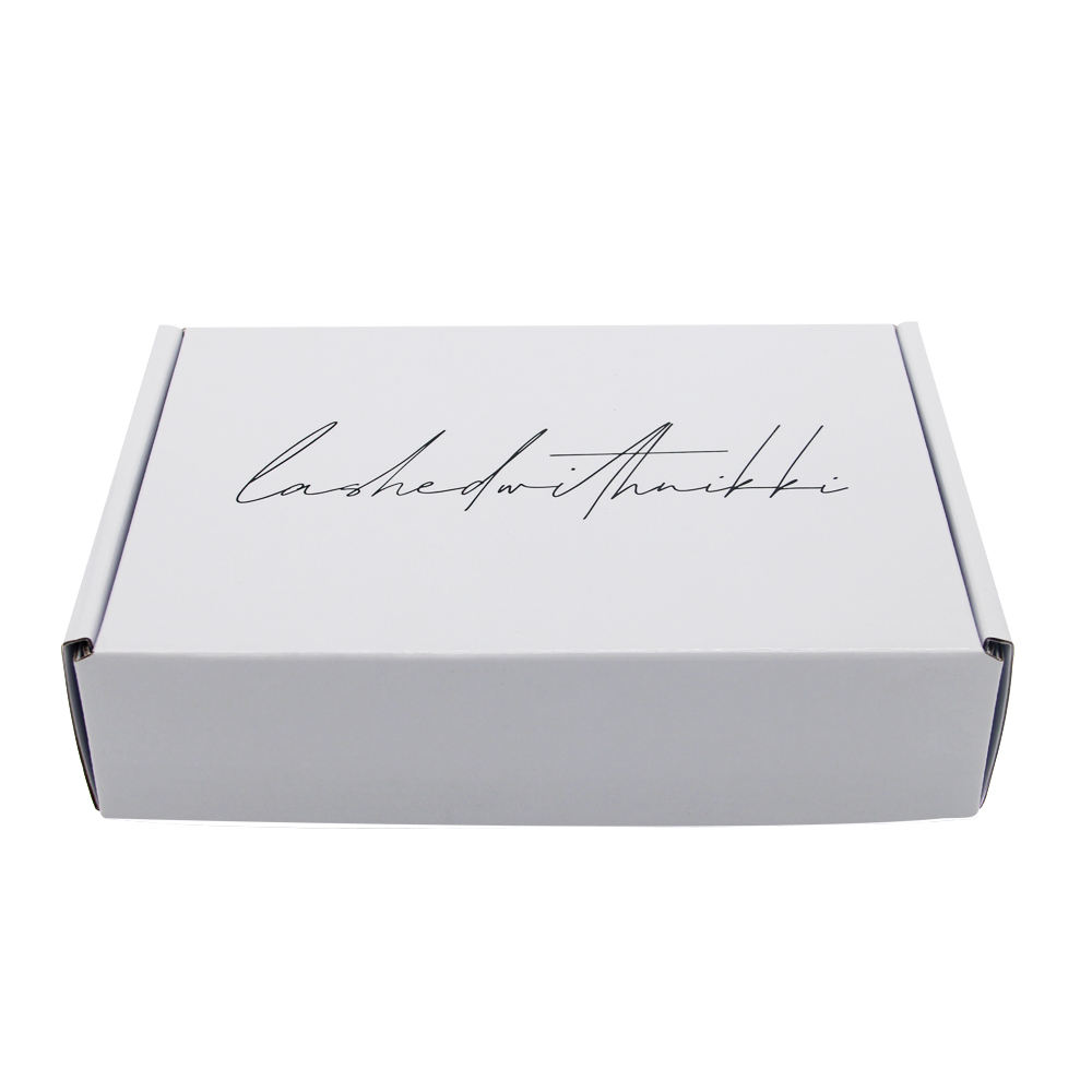  Custom Logo Printed False Eyelashes Box Packaging - White Corrugated Mailer Box