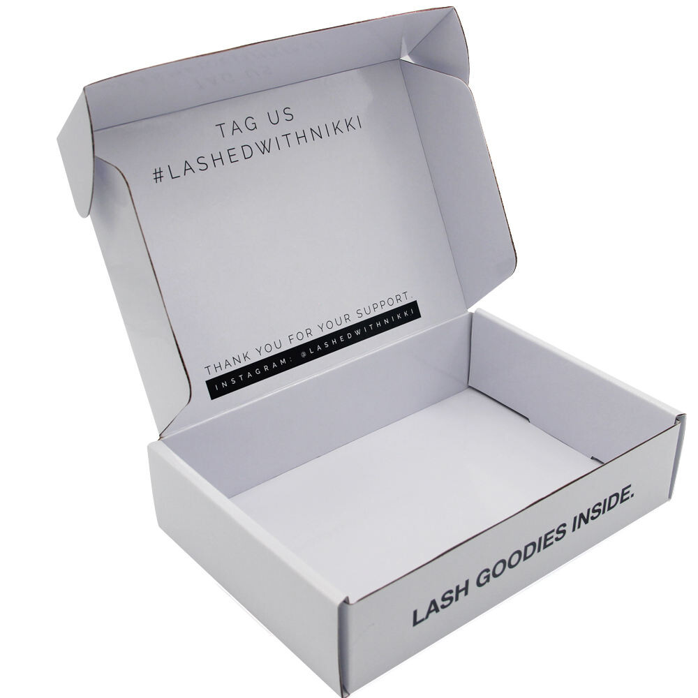  Custom Logo Printed False Eyelashes Box Packaging - White Corrugated Mailer Box