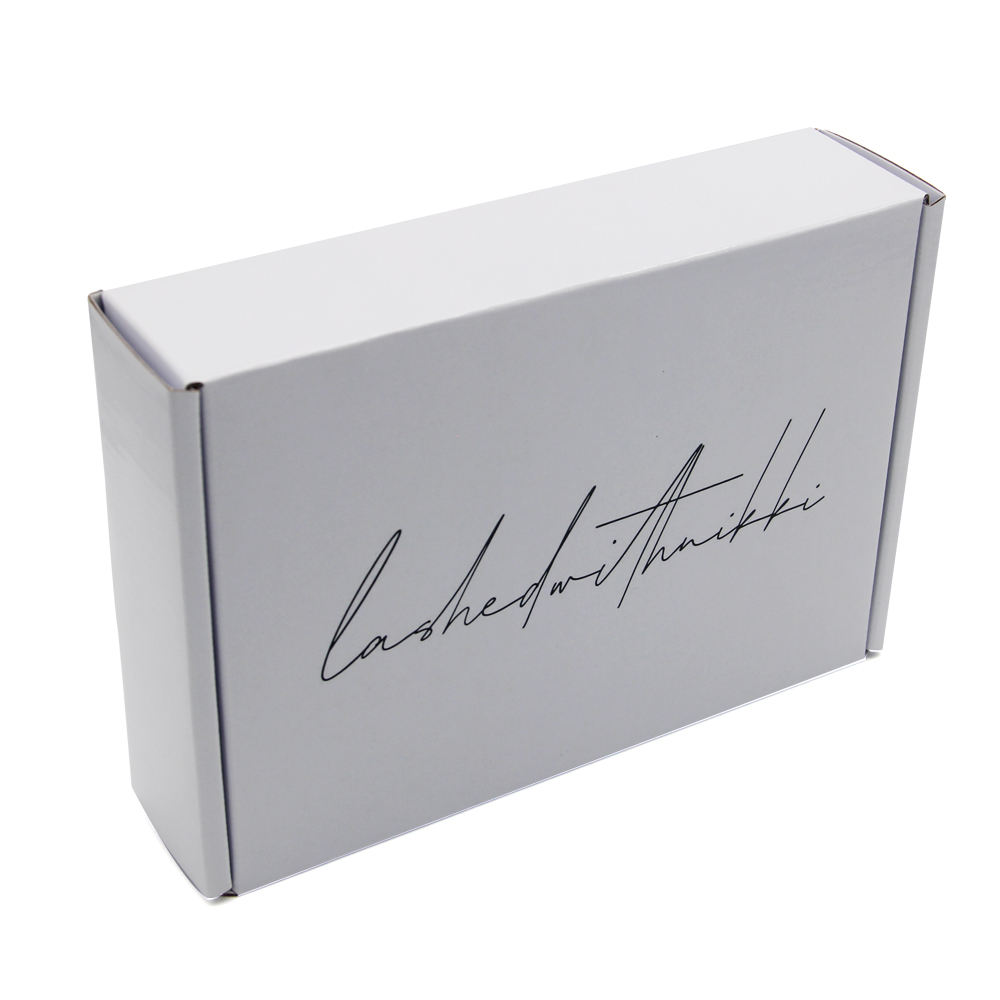  Custom Logo Printed False Eyelashes Box Packaging - White Corrugated Mailer Box