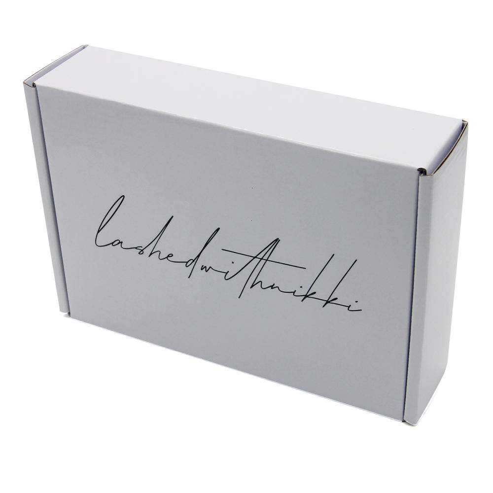  Custom Logo Printed False Eyelashes Box Packaging - White Corrugated Mailer Box
