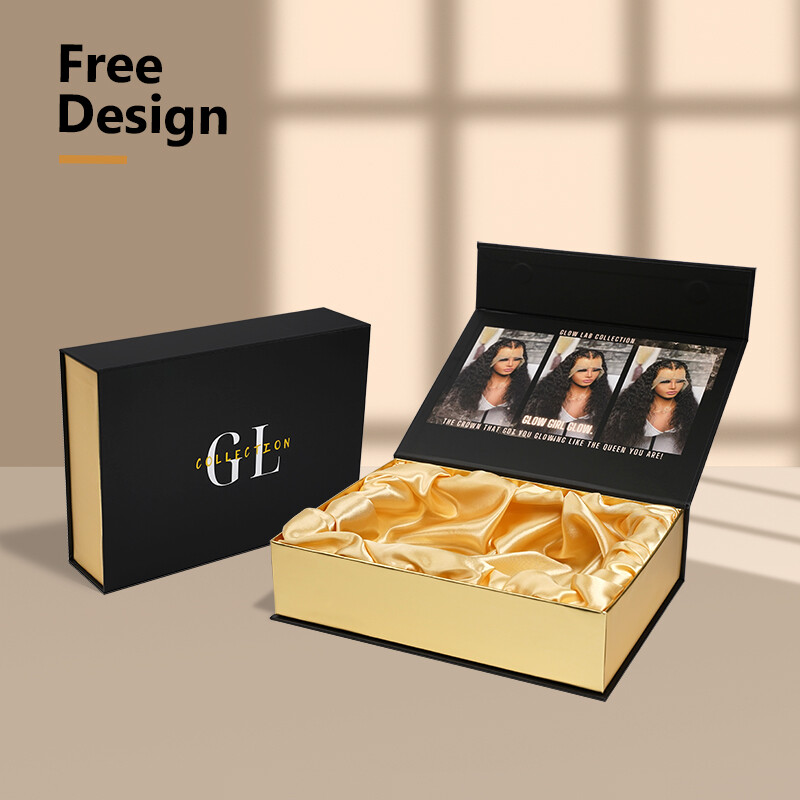  Custom Luxury Wig Box with Magnetic Closure & Ribbon - Personalized Hair Extension Packaging