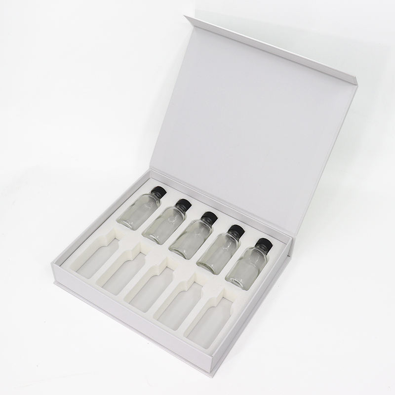 Eco-Friendly Rigid Cardboard Magnetic Drawer Box with EVA Foam for Skincare Glass Bottle Packaging