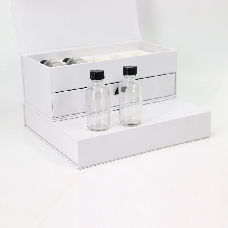 Eco-Friendly Rigid Cardboard Magnetic Drawer Box with EVA Foam for Skincare Glass Bottle Packaging