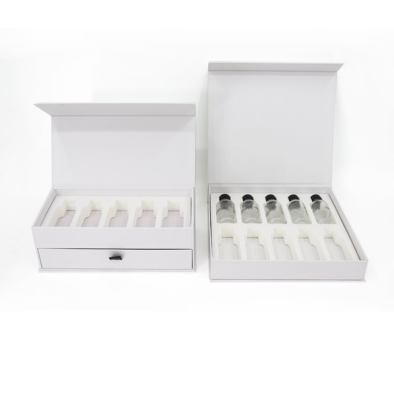 Eco-Friendly Rigid Cardboard Magnetic Drawer Box with EVA Foam for Skincare Glass Bottle Packaging