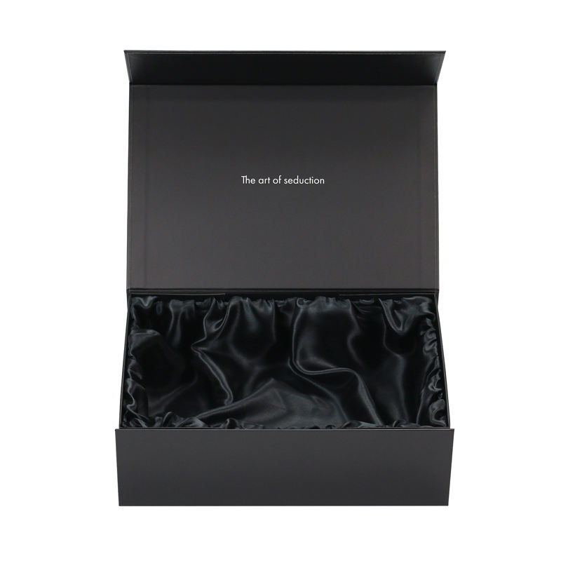  Custom Luxury Magnetic Black Satin Lined Gift Box Packaging with Inside Satin Insert