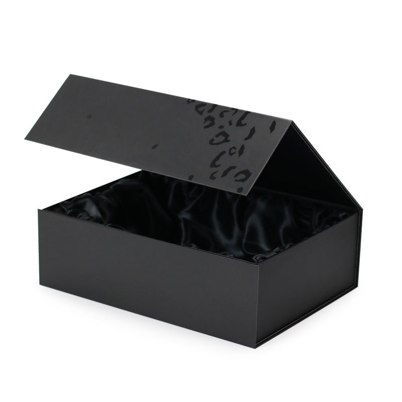  Custom Luxury Magnetic Black Satin Lined Gift Box Packaging with Inside Satin Insert