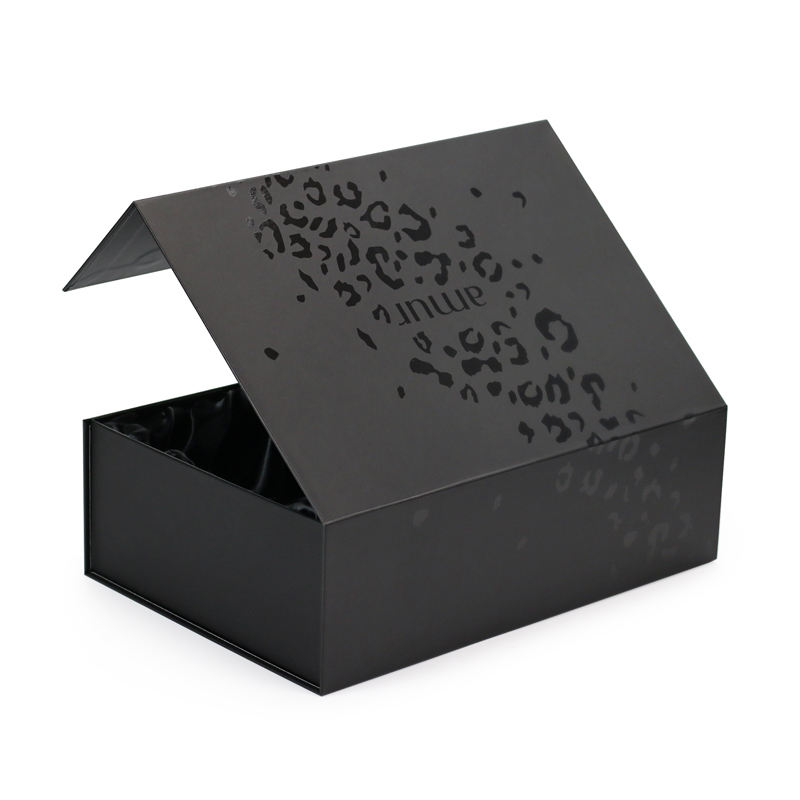  Custom Luxury Magnetic Black Satin Lined Gift Box Packaging with Inside Satin Insert