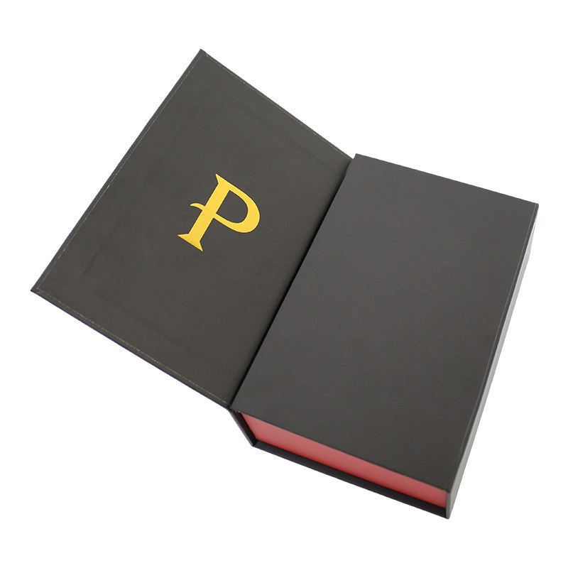  Custom Luxury Black Hard Paper Cosmetic Packaging Box with Logo Print - Book Style Gift Box for Essential Oil Perfume Bottle