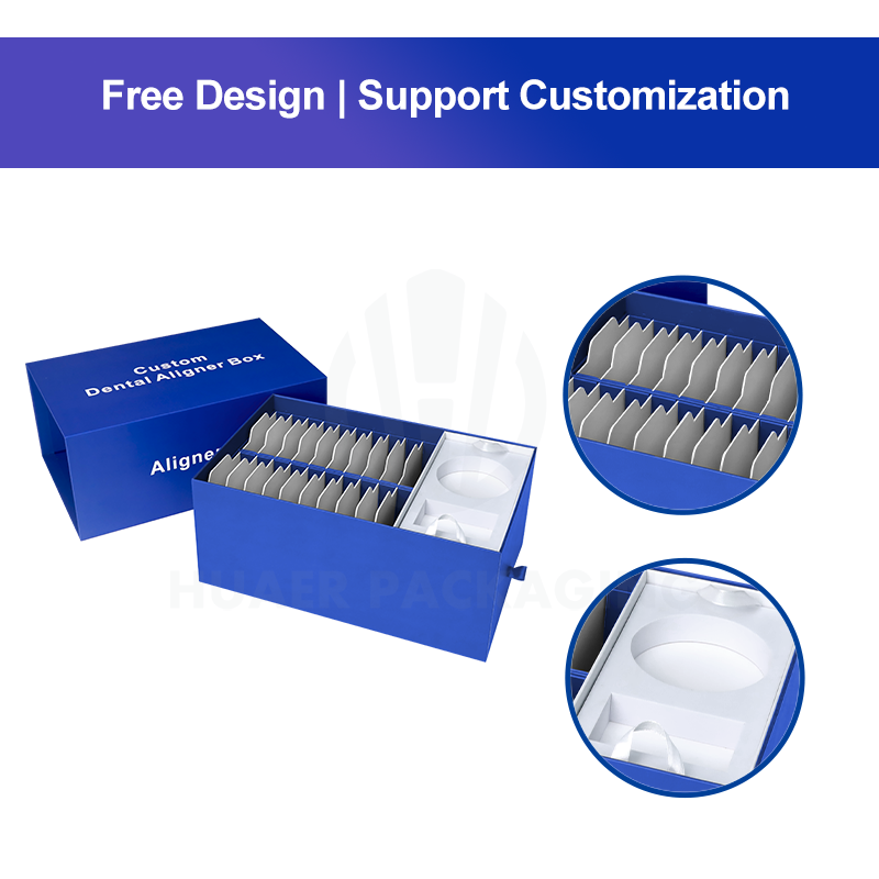  Custom Dental Clinic Teeth Aligner Packaging Boxes - Rigid Cardboard with Slide Orthodontic Design