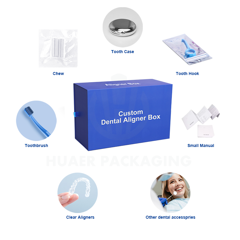  Custom Dental Clinic Teeth Aligner Packaging Boxes - Rigid Cardboard with Slide Orthodontic Design