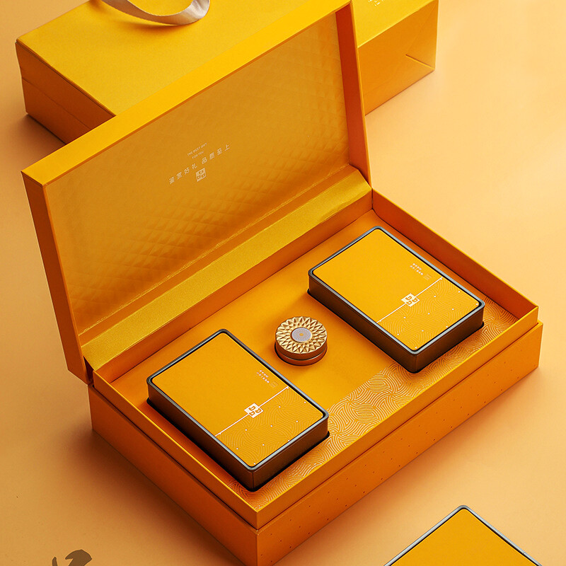  Customized Wedding Tea Coffee Packaging Box with Creative Gold Jewelry Design - High-End Book-Shaped Flip Gift Box
