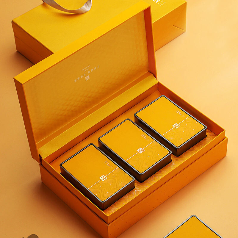  Customized Wedding Tea Coffee Packaging Box with Creative Gold Jewelry Design - High-End Book-Shaped Flip Gift Box