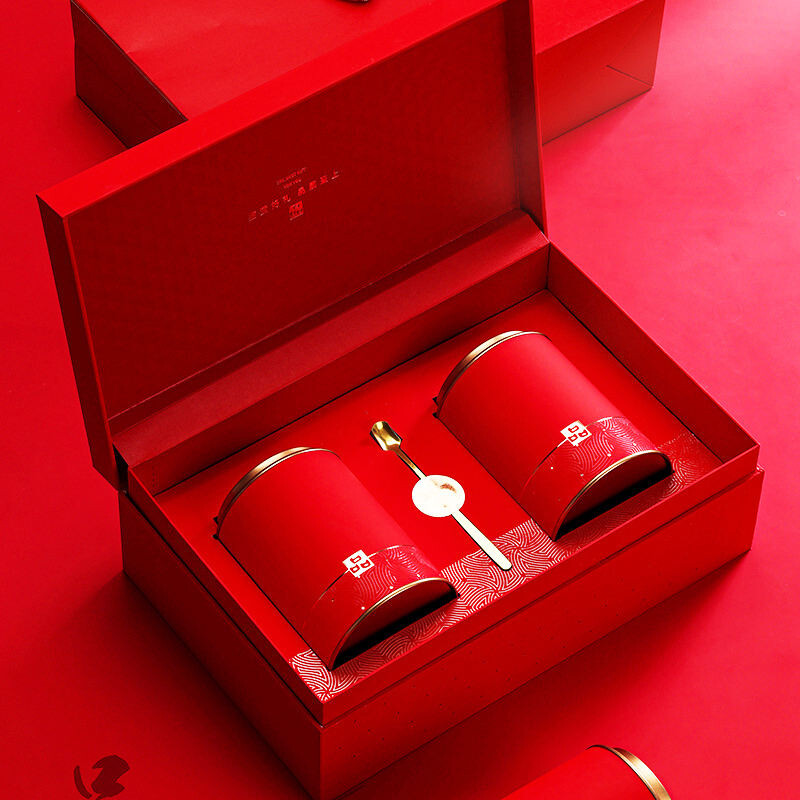  Customized Wedding Tea Coffee Packaging Box with Creative Gold Jewelry Design - High-End Book-Shaped Flip Gift Box