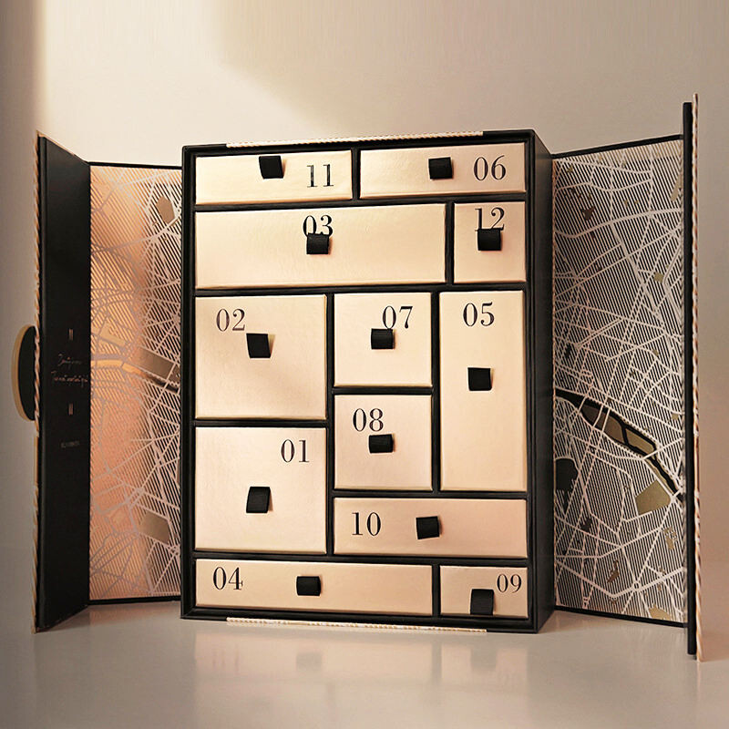  Customized Christmas Double Door Calendar Blind Box with Logo Printing & Hand Torn Cosmetic Packaging