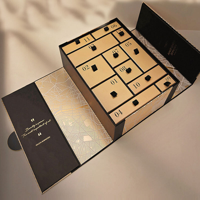  Customized Christmas Double Door Calendar Blind Box with Logo Printing & Hand Torn Cosmetic Packaging
