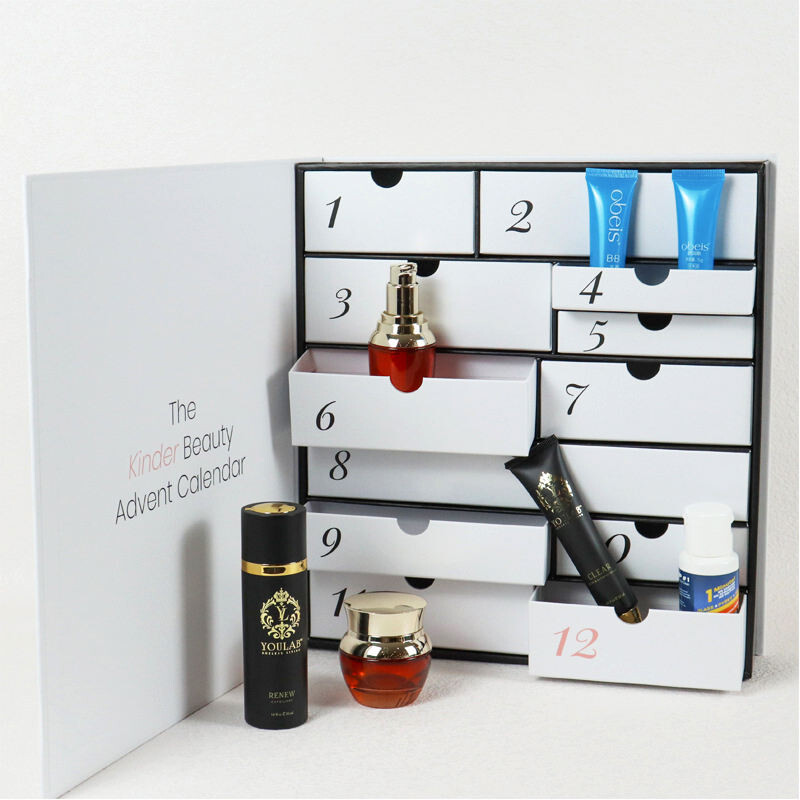  Customized Christmas Double Door Calendar Blind Box with Logo Printing & Hand Torn Cosmetic Packaging