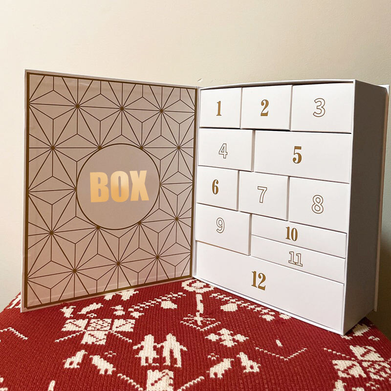  Customized Christmas Double Door Calendar Blind Box with Logo Printing & Hand Torn Cosmetic Packaging