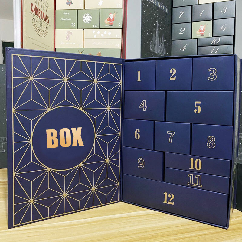  Customized Christmas Double Door Calendar Blind Box with Logo Printing & Hand Torn Cosmetic Packaging