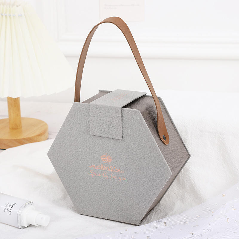  Customized Magnetic Hexagonal Flip Gift Boxes with Handles for Weddings & Small Businesses