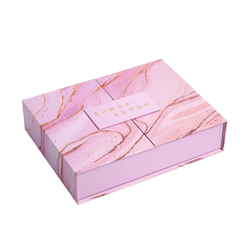  Customized Pink Double Door Magnetic Gift Box with Gold Stamping for Wig, Clothing, Wine & Cosmetics
