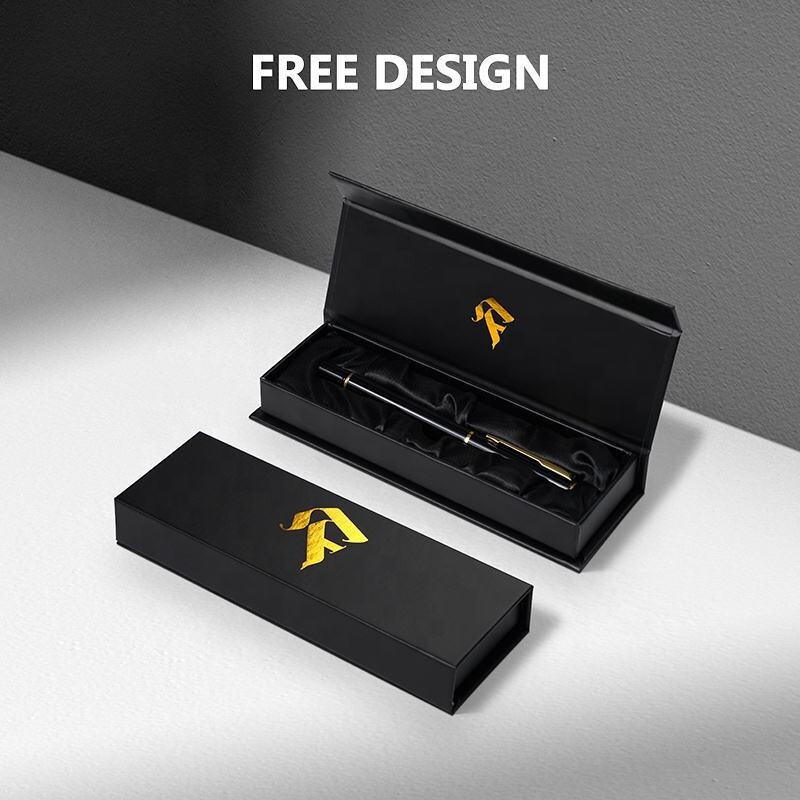  Custom Magnetic Cardboard Gift Box with Foil Gold Stamping for Pen Packaging