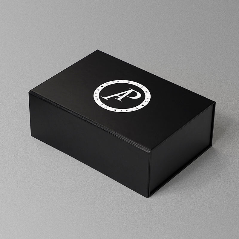  Custom Black Folding Cardboard Magnet Gift Box with Logo for Cosmetics, Handbags, Shoes & Clothing