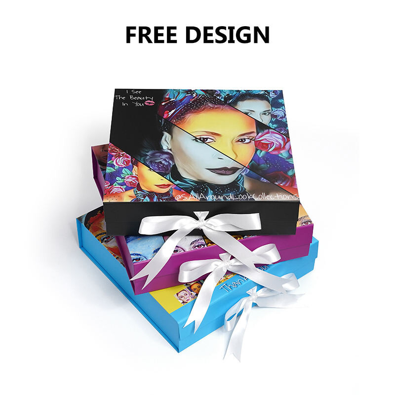  Customized Folding Box Gift Packaging with Magnet Closure & Logo Printing for Wigs, Cosmetics, Hats & Handbags