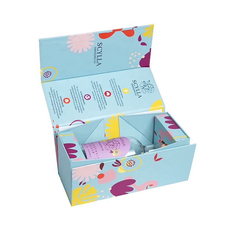  Recycled Custom Rigid Cardboard Magnetic Foldable Wine Gift Boxes with Matt Lamination