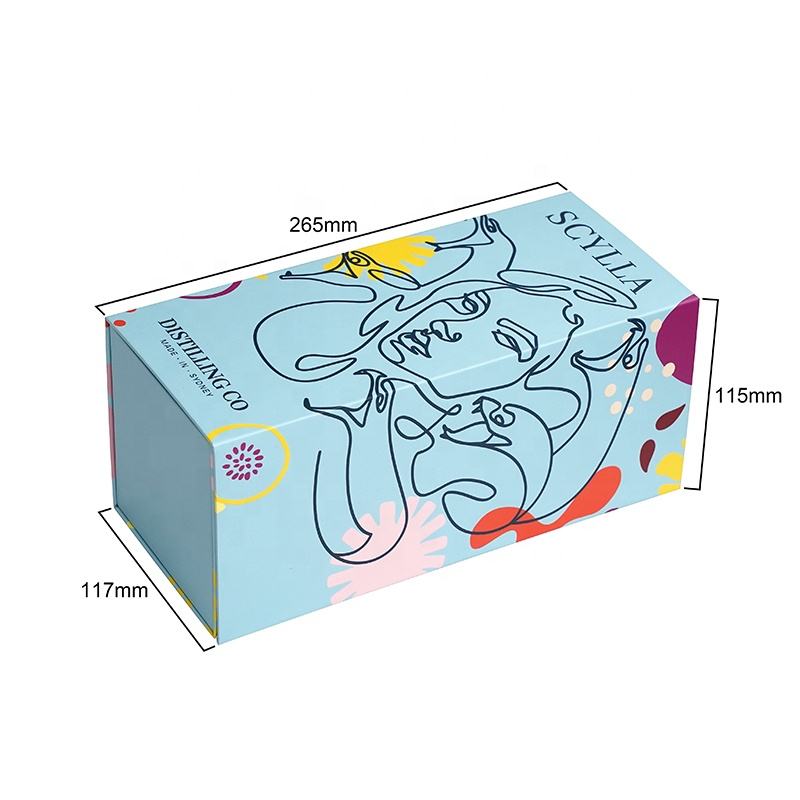  Recycled Custom Rigid Cardboard Magnetic Foldable Wine Gift Boxes with Matt Lamination