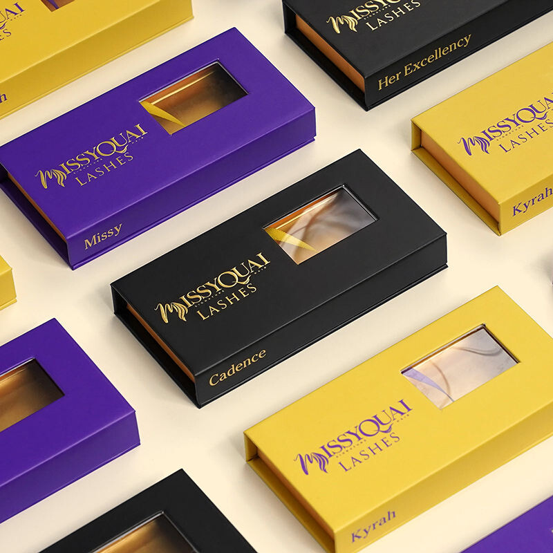  High-End Eyelash & Cosmetic Gift Packaging Boxes with Window Ribbon