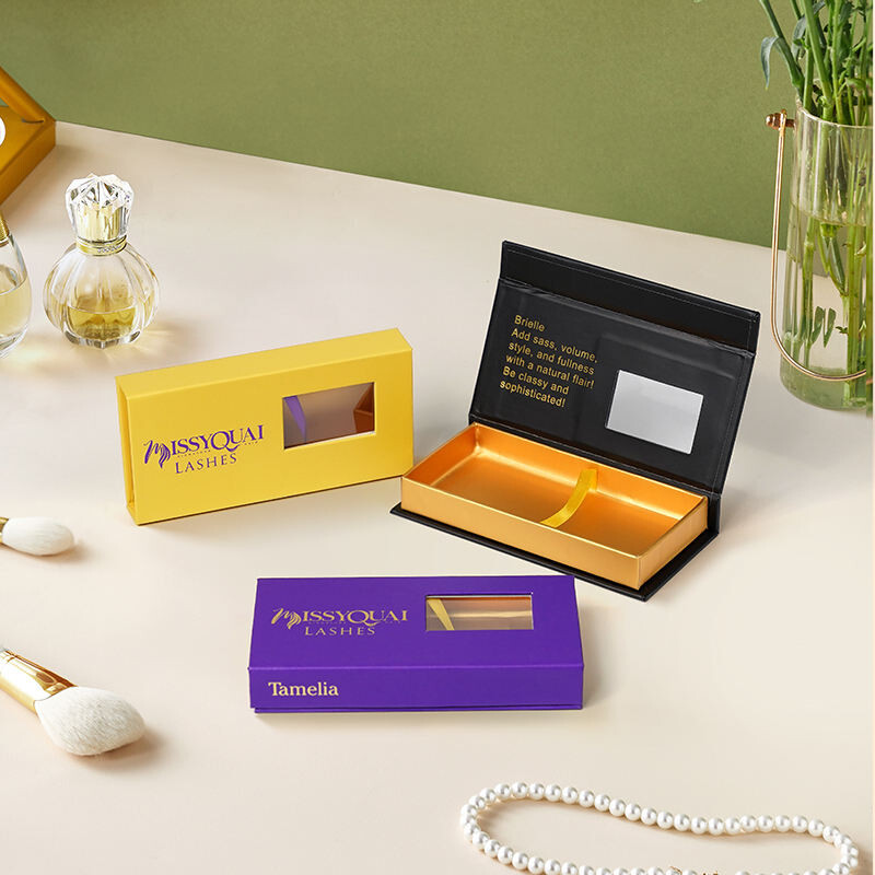  High-End Eyelash & Cosmetic Gift Packaging Boxes with Window Ribbon