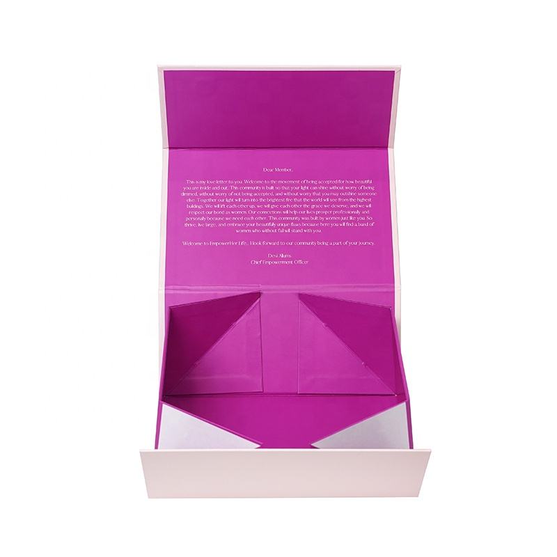  Custom Luxury Magnetic Folding Flat Cosmetic Gift Boxes with High-Quality Pink Printing