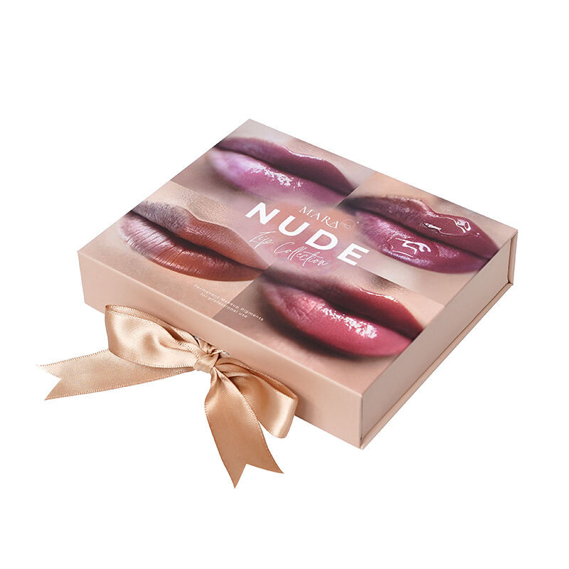  Customized Luxury Cardboard Magnet Box with Silk Handle for Lipstick Packaging