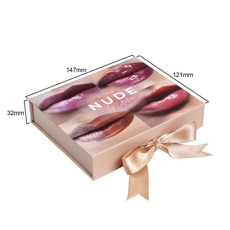  Customized Luxury Cardboard Magnet Box with Silk Handle for Lipstick Packaging