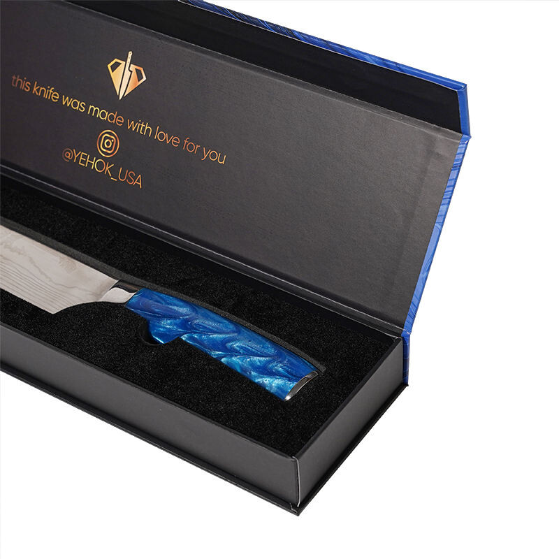  Customized Rigid Gift Set Packaging for Kitchen Chef Knife with Magnetic Flip Cover & Foam Display