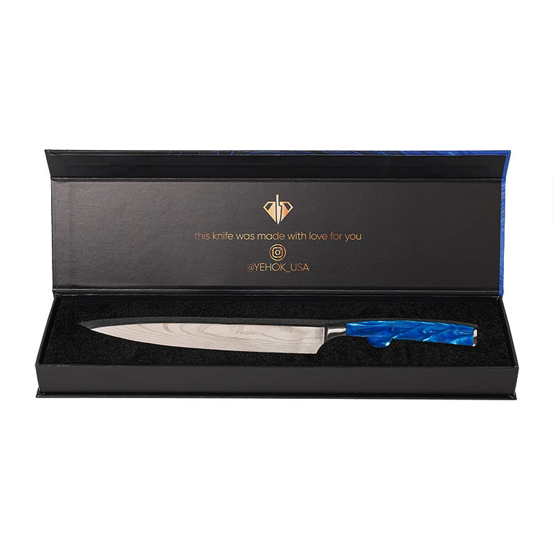  Customized Rigid Gift Set Packaging for Kitchen Chef Knife with Magnetic Flip Cover & Foam Display