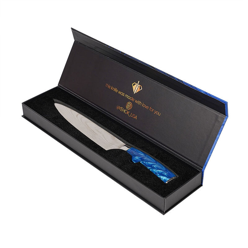 Customized Rigid Gift Set Packaging for Kitchen Chef Knife with Magnetic Flip Cover & Foam Display