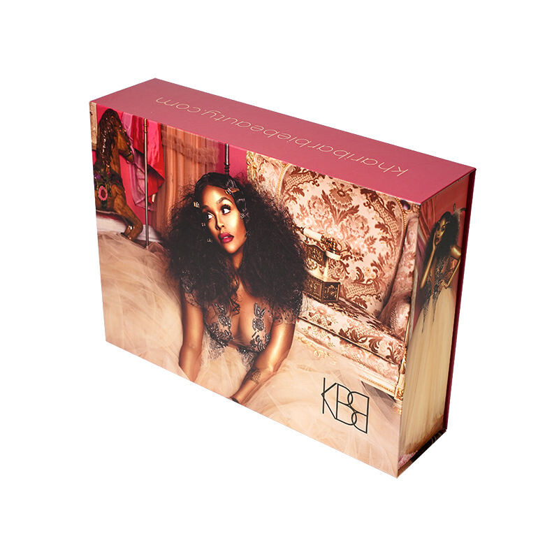  New Designer Hair Extension Gift Box - Book Shaped Cardboard Packaging with Satin Silk Insert